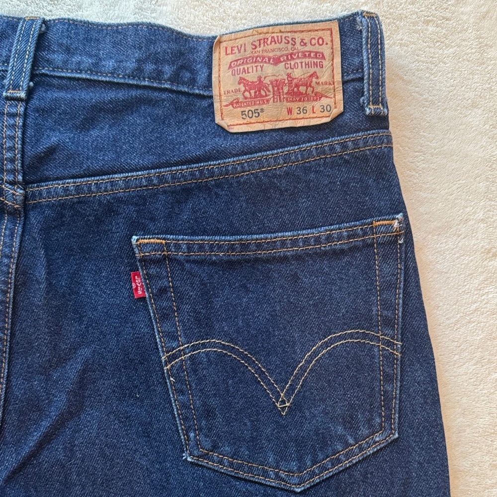 Levi's Men's 505 Regular Fit Blue Jeans W36 L30 - Picture 4 of 8
